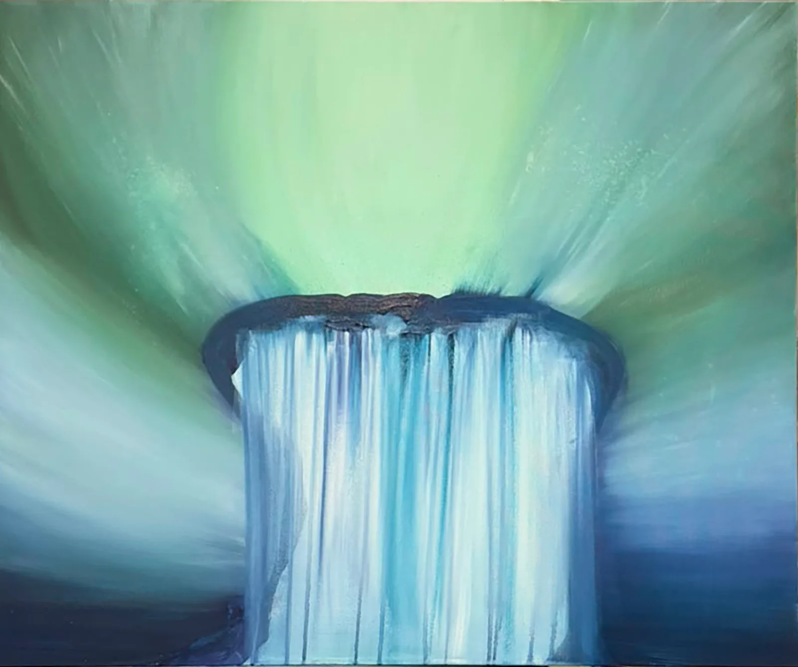 The Portal of Light (2026), abstract painting by Karina Lumière in turquoise and green