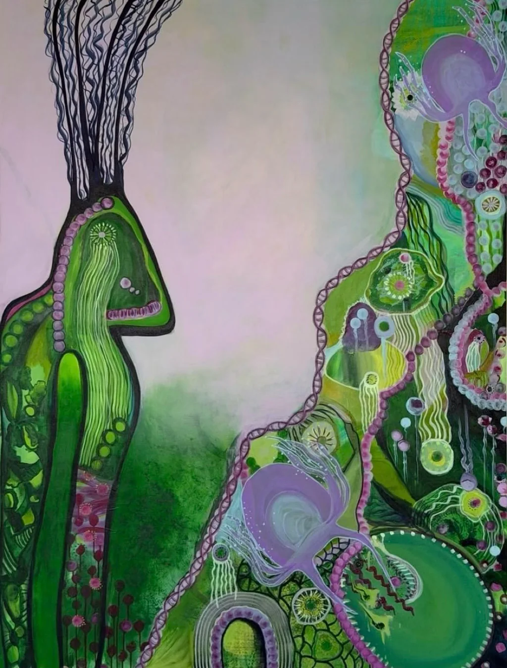 The Inner Ecosystem (2026), abstract painting by Karina Lumière in green