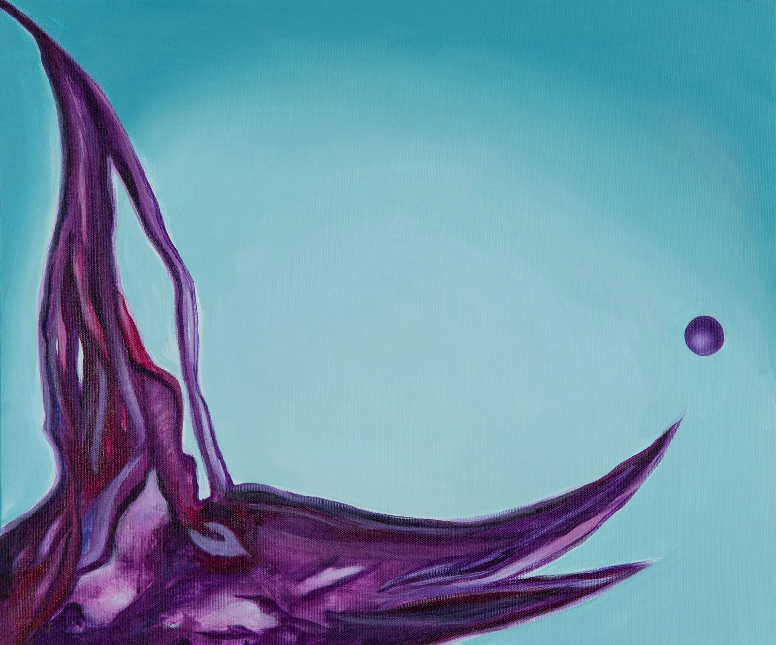 The Quiet Beginning (2026), abstract painting by Karina Lumière in sky blue, turquoise and violet